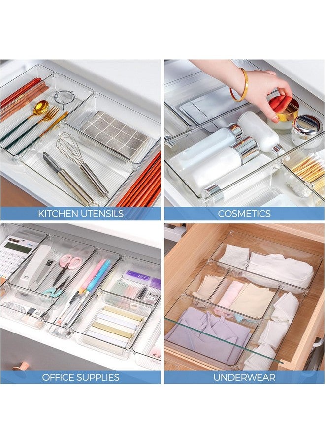 RABBONIX Acrylic Cosmetics Drawer Organizer Storage Bins With Various Size For Kitchen, Office, Bathroom, Vanity Makeup Organiser (06 Pcs Set, Transparent) - Image 5