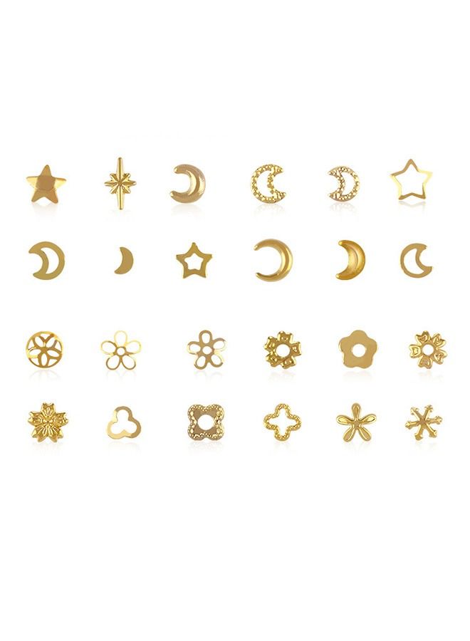 Generic 2 Box 3D Gold Nail Art Decoration Set, Multi Shape Metal Nails Rivet Star Moon Nail Art Decoration, Multi Purpose Greeting Cards Mugs DIY Accessories (Golden) - Image 2