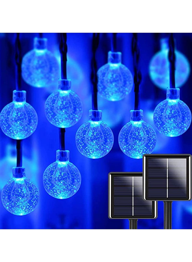 50 Pcs LED Crystal Globe Outdoor Solar String Lights, Blue, 7M Length, Waterproof Lights Decorative with 8 Lighting Modes, Powered Patio for Garden Yard Party - Image 1