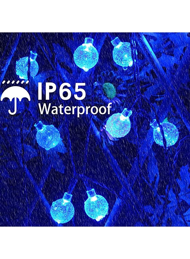 50 Pcs LED Crystal Globe Outdoor Solar String Lights, Blue, 7M Length, Waterproof Lights Decorative with 8 Lighting Modes, Powered Patio for Garden Yard Party - Image 5