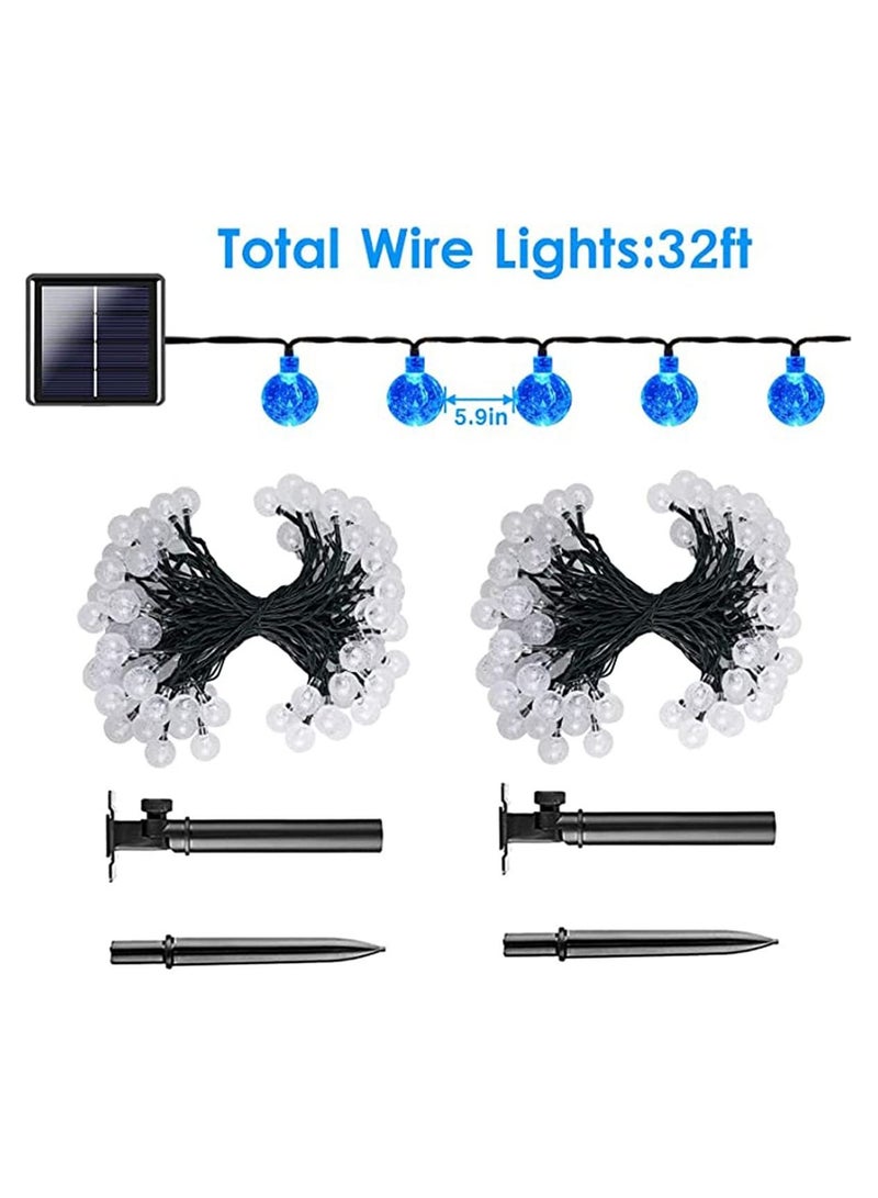 50 Pcs LED Crystal Globe Outdoor Solar String Lights, Blue, 7M Length, Waterproof Lights Decorative with 8 Lighting Modes, Powered Patio for Garden Yard Party - Image 2