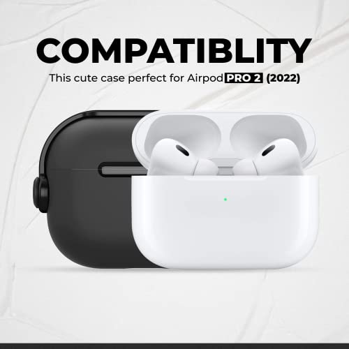 NEWTECHNO Antilost Lid Case Cover Shell for Airpods pro 2| Full Protection Case Cover with Lanyard Compatible for Airpods pro Gen-2 with carabaner-Black - Image 4
