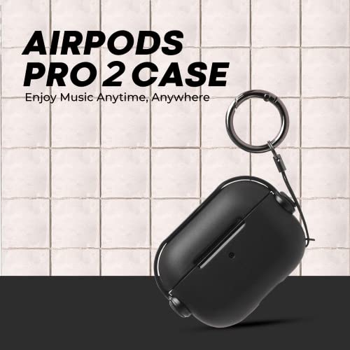 NEWTECHNO Antilost Lid Case Cover Shell for Airpods pro 2| Full Protection Case Cover with Lanyard Compatible for Airpods pro Gen-2 with carabaner-Black - Image 5