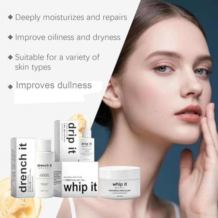 SURORAIN Moisturizing Facial Skincare Set, Includes Serum, Essence Lotion & Face Cream, Deeply Hydrating and Firming, Skincare Gift Set for Girls Women, Travel Facial Kit, Suitable for All Skin Types - Image 4