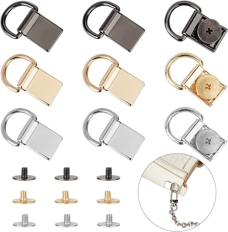 كلاراكو مشبك تعليق محفظة بثلاثة ألوان من كلاركو، 9 مجموعات من مشبك معدني لحزام الحقيبة، مشبك حلقة على شكل حرف D مع براغي لسلسلة المحفظة، وربطها بحزام الحقيبة، وإكسسوارات صنع الأحذية بنفسك - Image 1