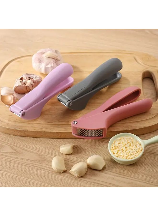 Grey Garlic Press Manual Crusher Mincer Ergonomic Handle Easy Clean Kitchen Gadget - Image 2