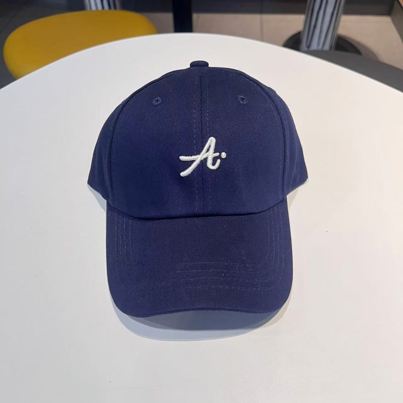 Japanese Style Retro Street Three-Dimensional Letter Embroidered Baseball Cap Women'S Big Head Waving Cap Men'S Face Small Sun Hat Trendy - Image 1