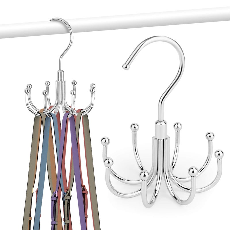 ZEDODIER Purse Hanger Organizer for Closet Rotatable Sturdy Purses Holder Holds 8 Bags Metal Space Saving Closet Organizers and Storage Silver - Image 2