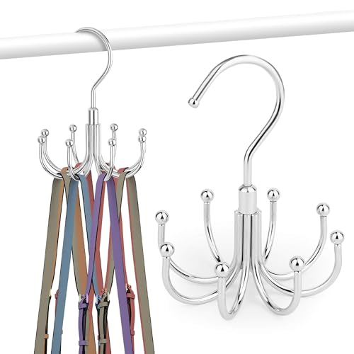 ZEDODIER Purse Hanger Organizer for Closet Rotatable Sturdy Purses Holder Holds 8 Bags Metal Space Saving Closet Organizers and Storage Silver - Image 1
