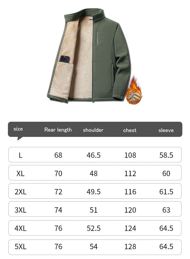 Beauenty New Mens Fleece Jacket Warm Sherpa-Lined Zip HoodieArmy Green Army Green - Image 2