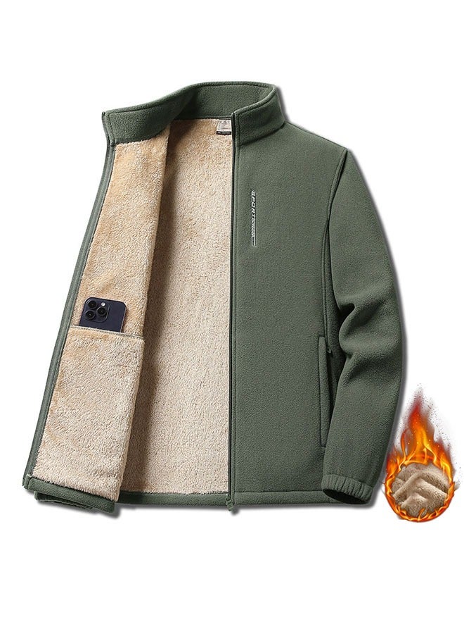 Beauenty New Mens Fleece Jacket Warm Sherpa-Lined Zip HoodieArmy Green Army Green - Image 1