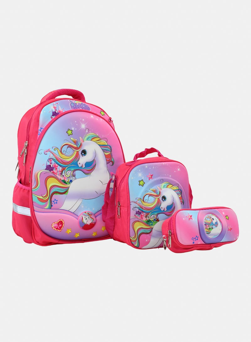 MIGO School Set Unicorn Backpack 16 Inches – Watermelon & Purple - Image 1