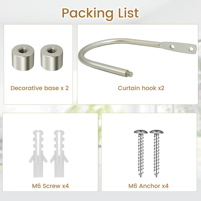 HIKMLK Minimalist Curtain Holdbacks 2pcs, Cast Iron Solid Heavy Duty Metal Curtain Tieback Side Holders for Wall, Curtain Hook Pull Backs for Drapes Window Home Decorationï¼ˆSatin Nickel ï¼‰ - Image 5
