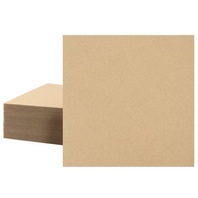 MBC MAT BOARD CENTER Mat Board Center 50 Corrugated Cardboard Sheets 12x12 Inches Flat Card Board Inserts for Packing Shipping Mailing DIY Crafts