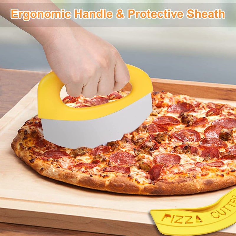 RoarCraft Pizza Cutter Pizza Knife Sharp Stainless Steel Blade Pizza Cutter Rocker Slicer with Protective Sheath Multi Function Pizza Knife Kitchen Tools - Image 2