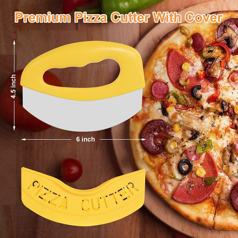 RoarCraft Pizza Cutter Pizza Knife Sharp Stainless Steel Blade Pizza Cutter Rocker Slicer with Protective Sheath Multi Function Pizza Knife Kitchen Tools - Image 4