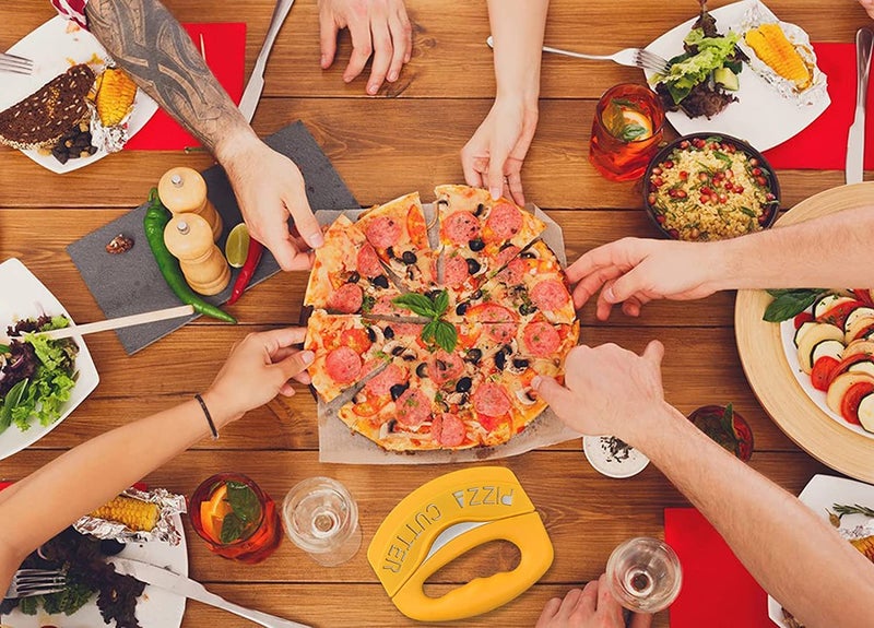 RoarCraft Pizza Cutter Pizza Knife Sharp Stainless Steel Blade Pizza Cutter Rocker Slicer with Protective Sheath Multi Function Pizza Knife Kitchen Tools - Image 3