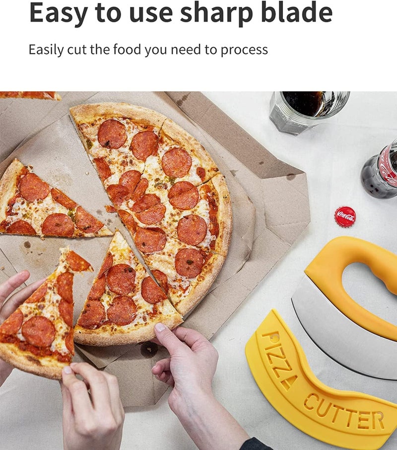 RoarCraft Pizza Cutter Pizza Knife Sharp Stainless Steel Blade Pizza Cutter Rocker Slicer with Protective Sheath Multi Function Pizza Knife Kitchen Tools - Image 5