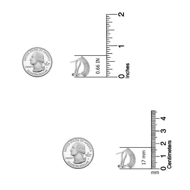 LeCalla 925 Sterling Silver Omega Back Earrings | Antique Crossover Textured Curve Statement Omega Back Clip-On Large Stud Earrings for Women 17MM - Image 4