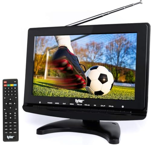 tyler تلفاز تايلر TTV706 10 بوصة محمول بشاشة عريضة 1080P LCD مع هوائيات قابلة للفصل، HDMI، USB، RCA، راديو FM، مو tuner رقمي مدمج، مدخلات AV، AC/DC، (3) هوائيات، وجهاز تحكم عن بعد - Image 1