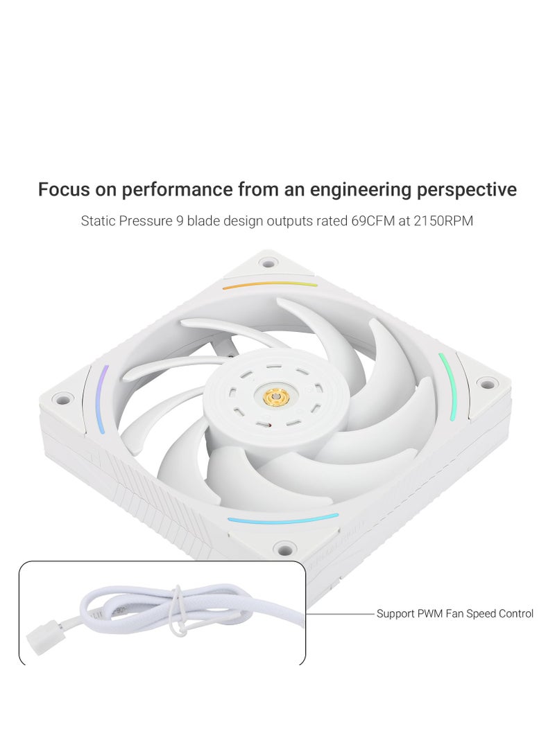 Thermalright TL-K12W, Computer Case Fan,High Performance 120mm PWM Cooler Fan,PC PWM Silent Fan with 2150RPM Speed, White CPU Cooling Fan - Image 2