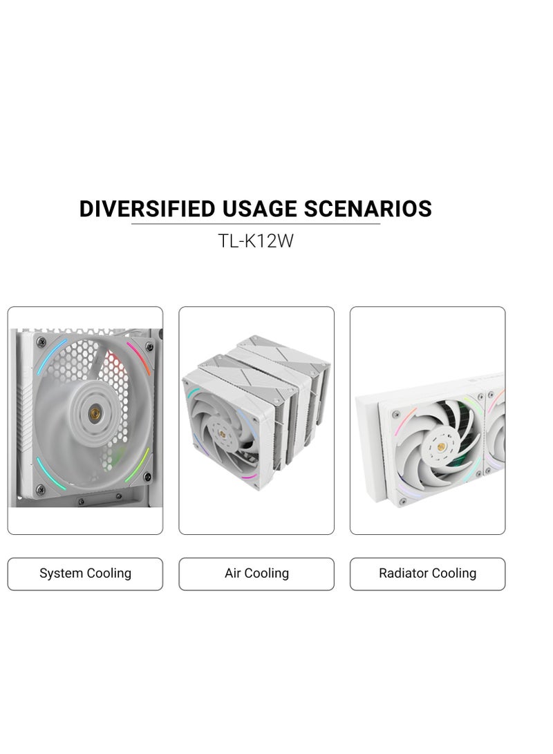 Thermalright TL-K12W, Computer Case Fan,High Performance 120mm PWM Cooler Fan,PC PWM Silent Fan with 2150RPM Speed, White CPU Cooling Fan - Image 3