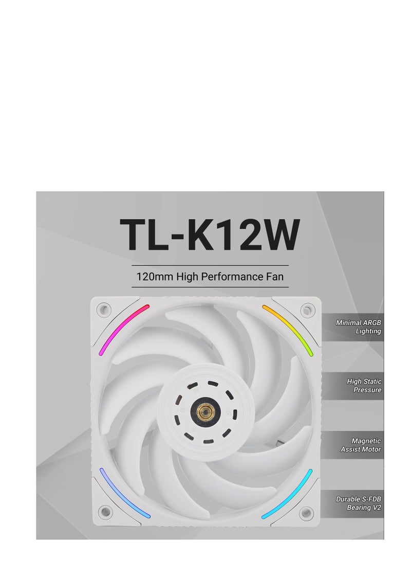 Thermalright TL-K12W, Computer Case Fan,High Performance 120mm PWM Cooler Fan,PC PWM Silent Fan with 2150RPM Speed, White CPU Cooling Fan - Image 5