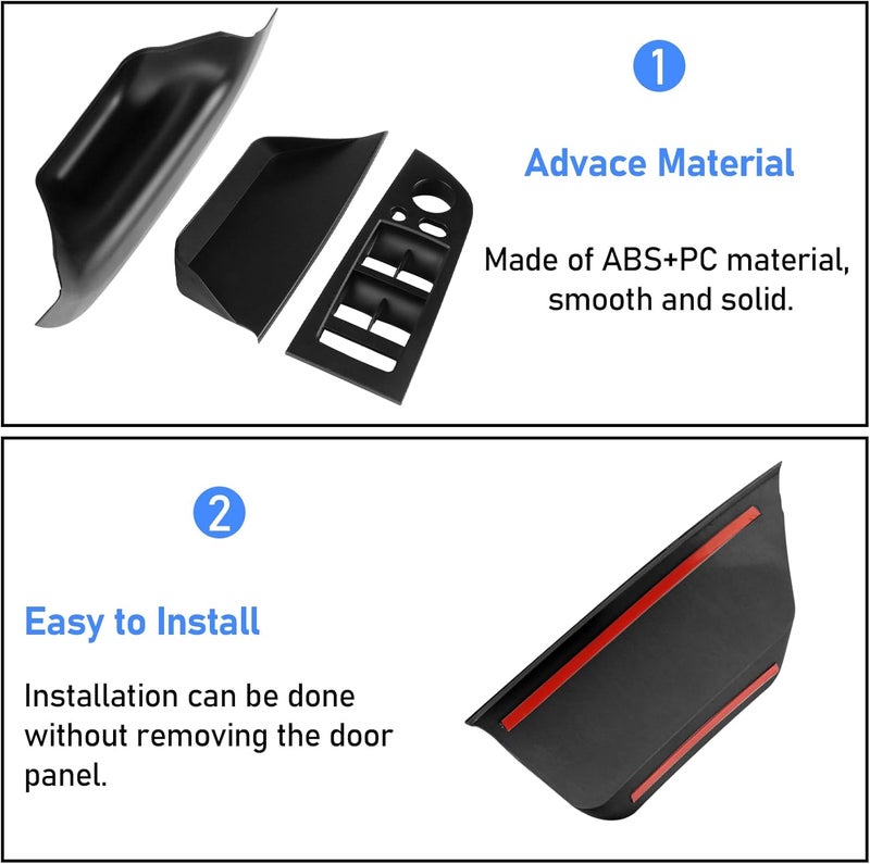 Jaronx Driver Side Door Handle Cover and Window Switch Panel for BMW 3 Series E90/E91 (2008-2011) - Black - Image 4