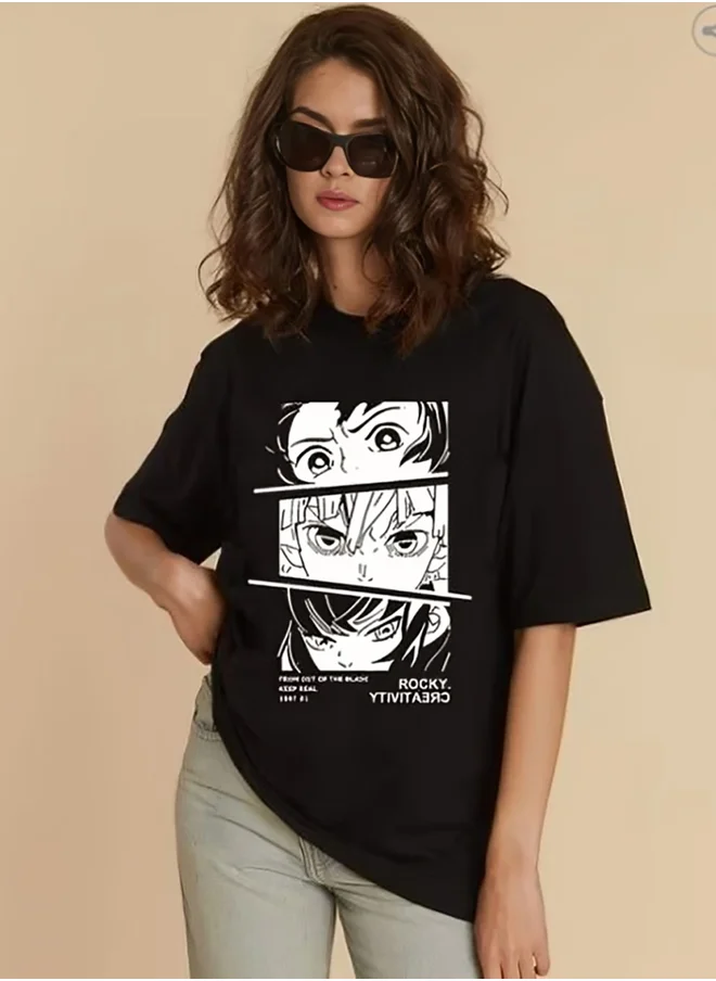 كوتي Graphic Print Short Sleeve Oversized T-Shirt