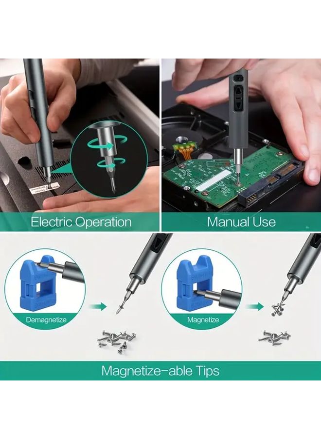28 In 1 Electric Screwdriver Kit With Micro Torque Mode Portable Rechargeable LED Light 200rpm For DIY Repair - Image 4