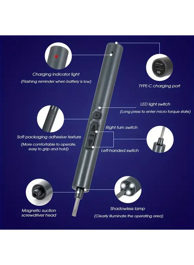28 In 1 Electric Screwdriver Kit With Micro Torque Mode Portable Rechargeable LED Light 200rpm For DIY Repair - Image 5