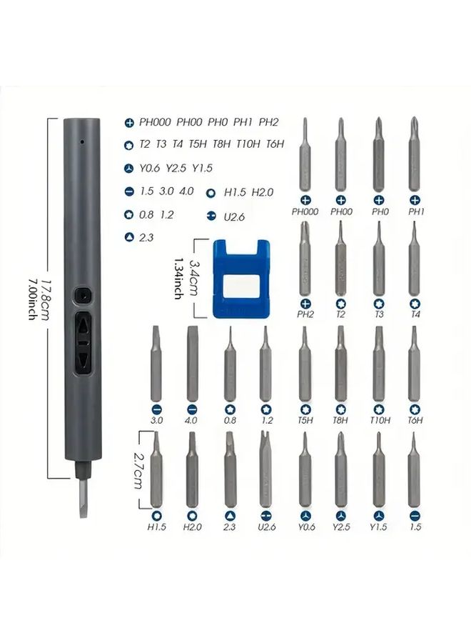 28 In 1 Electric Screwdriver Kit With Micro Torque Mode Portable Rechargeable LED Light 200rpm For DIY Repair - Image 2