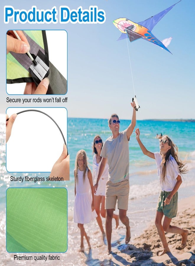 PullCrease 5 Pcs Large Kites for Adult Octopus Mint Green Cobra Shark Butterfly Kites with 110 Yards/300 ft Line and Handle for Beach Outdoor Activities - Image 3