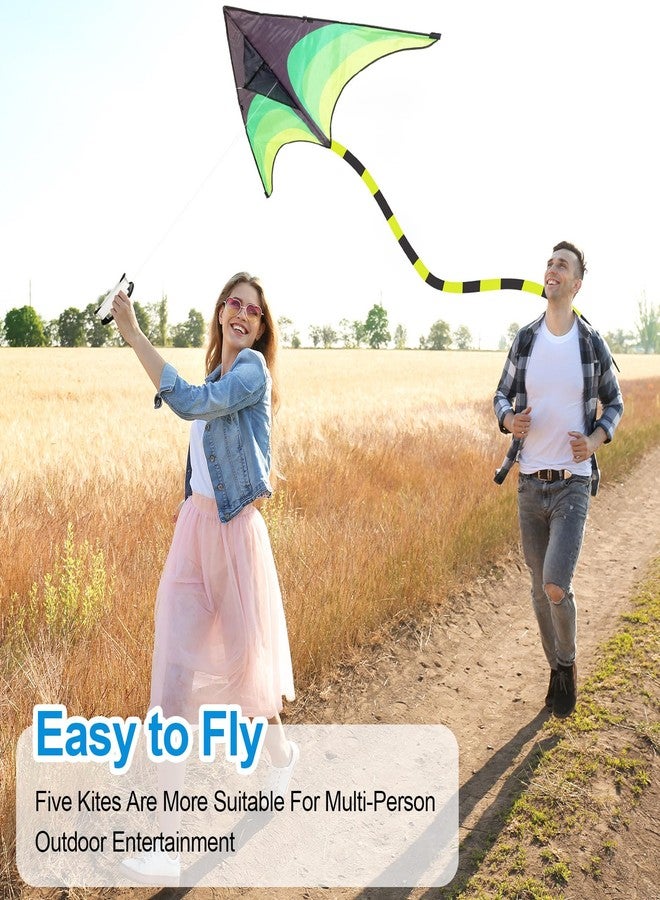 PullCrease 5 Pcs Large Kites for Adult Octopus Mint Green Cobra Shark Butterfly Kites with 110 Yards/300 ft Line and Handle for Beach Outdoor Activities - Image 5