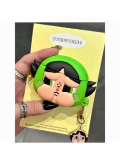 Mind Secret Force Earphone Case Suitable For Airpods4 Apple Wireless Bluetooth Earphone Case Apple 1/2/3/Pro2-Color:Green Hood With Black Hair Little Policewoman + Pendant-Applicable Models:Airpods 3rd Generation