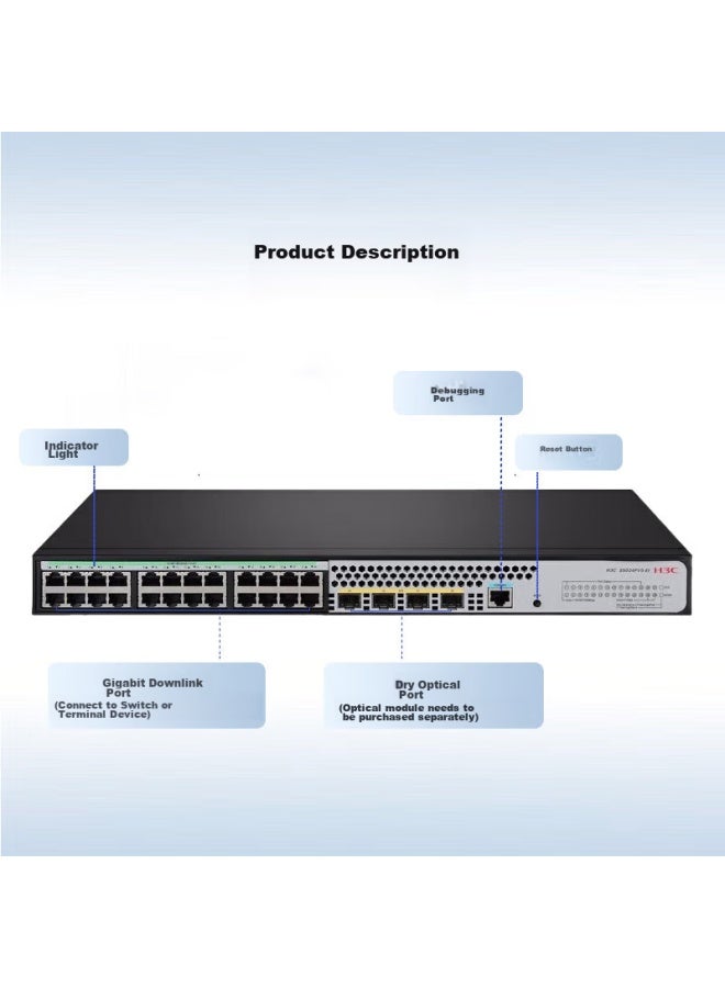 H3c S5024pv5-ei 24-port Gigabit Ethernet + 4 Gigabit Fiber Optic Layer 2 Web Managed Enterprise-grade Network Switch, Poe Power 370w - Image 4