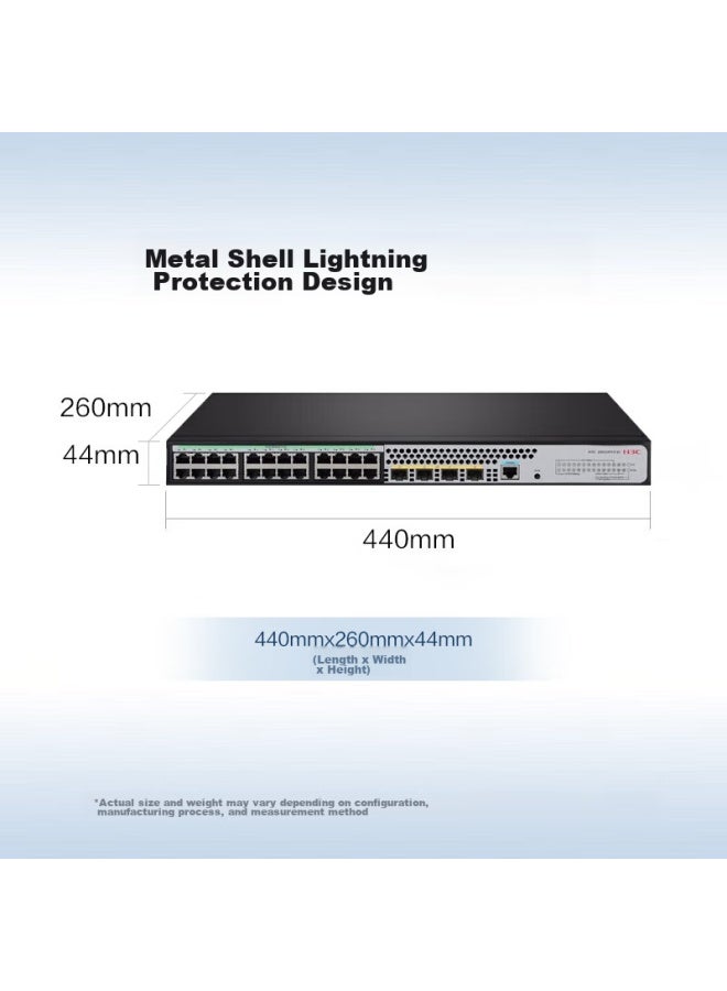 H3c S5024pv5-ei 24-port Gigabit Ethernet + 4 Gigabit Fiber Optic Layer 2 Web Managed Enterprise-grade Network Switch, Poe Power 370w - Image 1