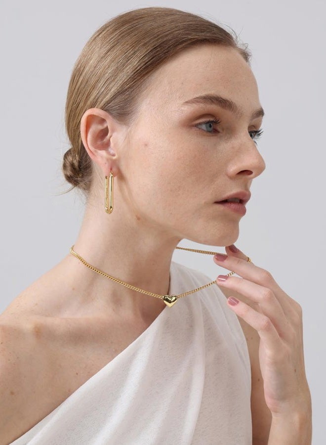 FRUMOS 18K Gold Plated Chunky Hoop Earrings for Women Fashion Thick Gold Hoops Set Jewelry for Birthday Christmas Gifts, Medium, Yellow Gold, No Gemstone - Image 5