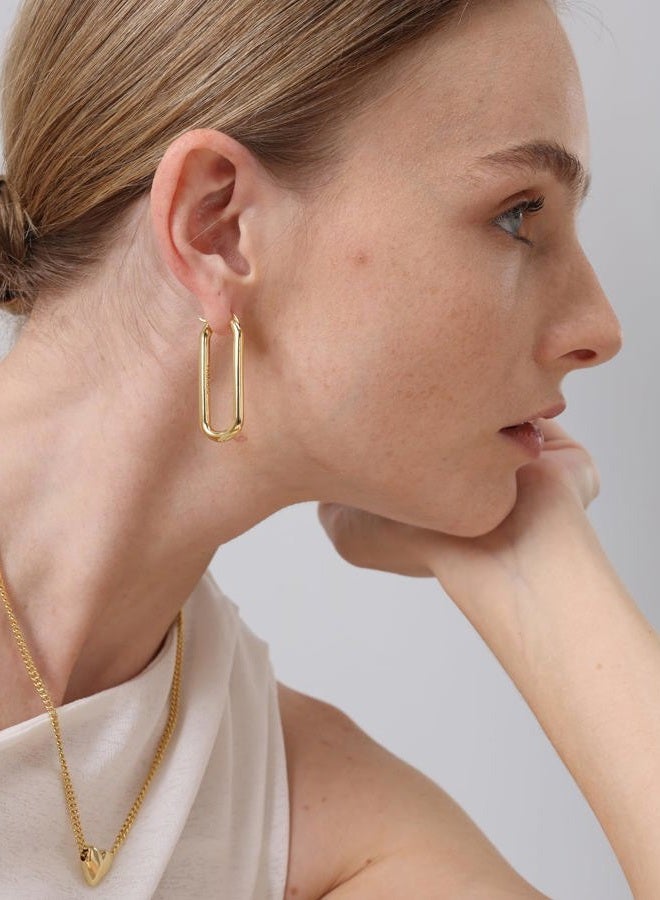FRUMOS 18K Gold Plated Chunky Hoop Earrings for Women Fashion Thick Gold Hoops Set Jewelry for Birthday Christmas Gifts, Medium, Yellow Gold, No Gemstone - Image 2