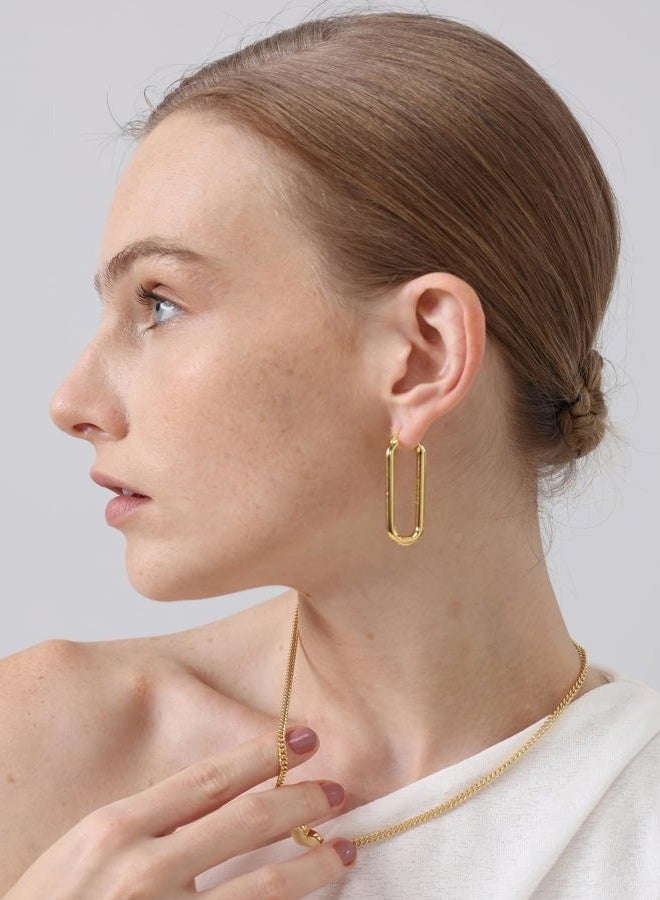 FRUMOS 18K Gold Plated Chunky Hoop Earrings for Women Fashion Thick Gold Hoops Set Jewelry for Birthday Christmas Gifts, Medium, Yellow Gold, No Gemstone - Image 4