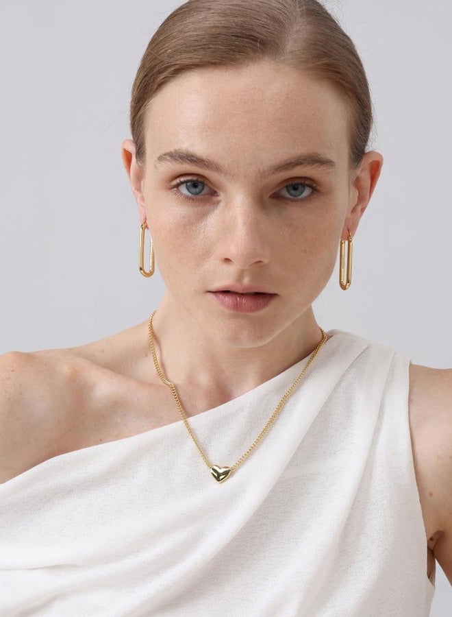 FRUMOS 18K Gold Plated Chunky Hoop Earrings for Women Fashion Thick Gold Hoops Set Jewelry for Birthday Christmas Gifts, Medium, Yellow Gold, No Gemstone - Image 3