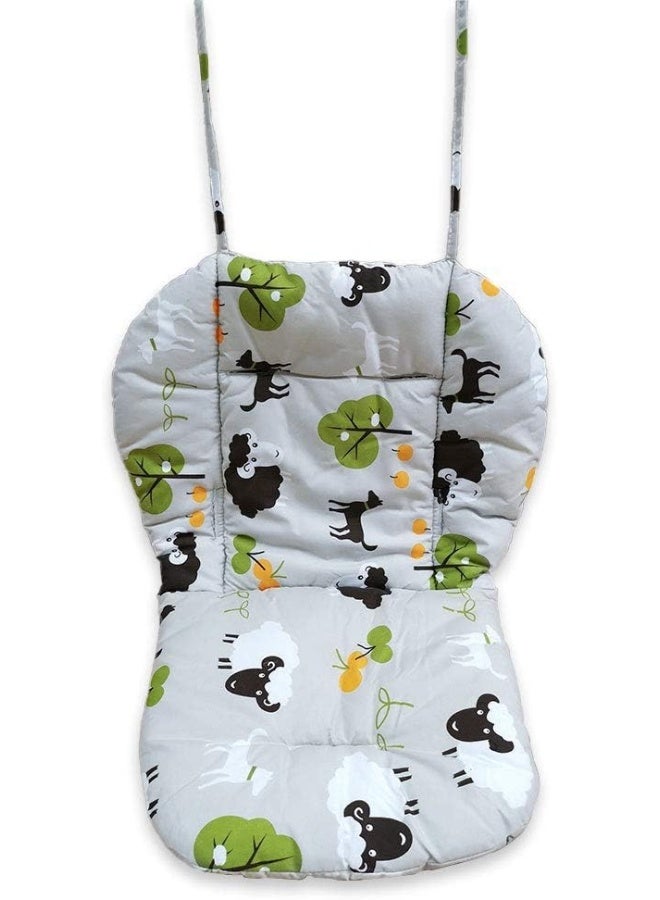 Kocpudu High Chair Pad, Ancho Grey Background Sheep Pattern Highchair/seat Cushion Protective Film Breathable Pad with Baby High Chair Seat Belt - Image 5