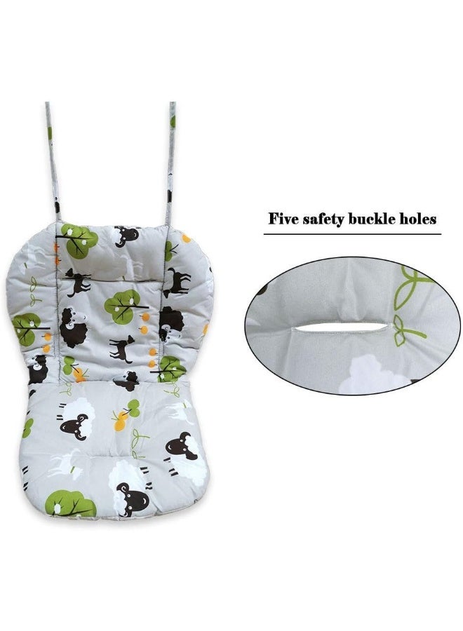 Kocpudu High Chair Pad, Ancho Grey Background Sheep Pattern Highchair/seat Cushion Protective Film Breathable Pad with Baby High Chair Seat Belt - Image 2