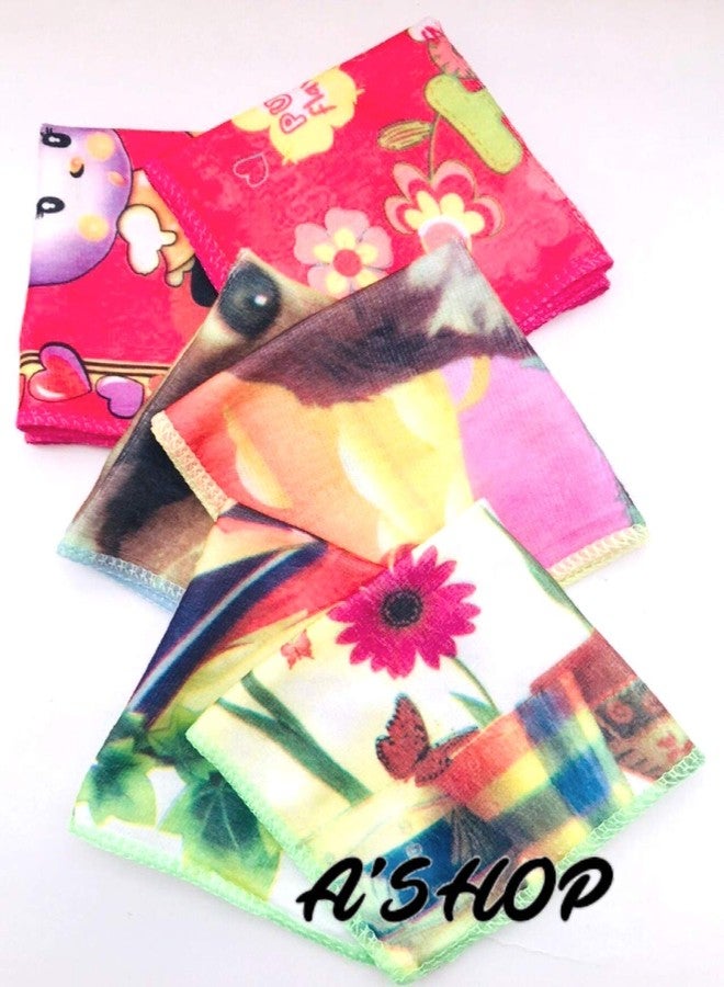 A'SHOP Cartoon Kid's Soft Towel Multi Printed Handkerchief for Kids Girls Women Babies - Pack of 6 - Image 5
