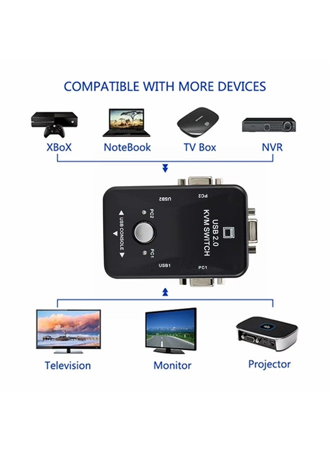 KVM Switch Box with USB 2.0 Port and VGA/SVGA Port Black - Image 3