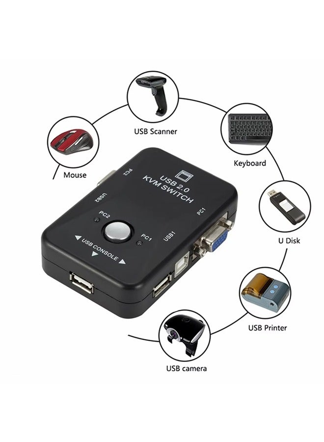 KVM Switch Box with USB 2.0 Port and VGA/SVGA Port Black - Image 5