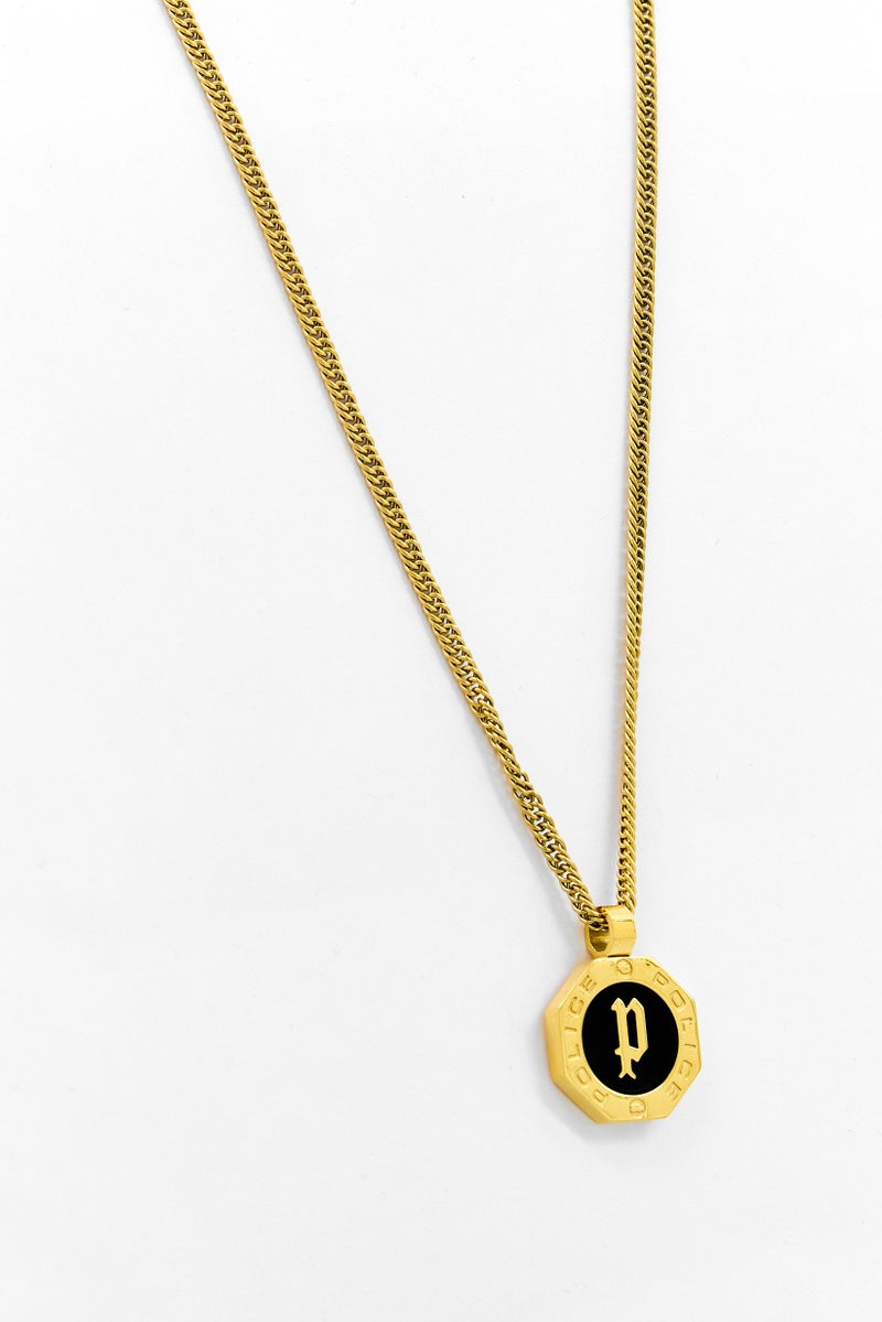POLICE Men Hexagonal Gold with Resin Pendant Necklace, Gold - Image 1