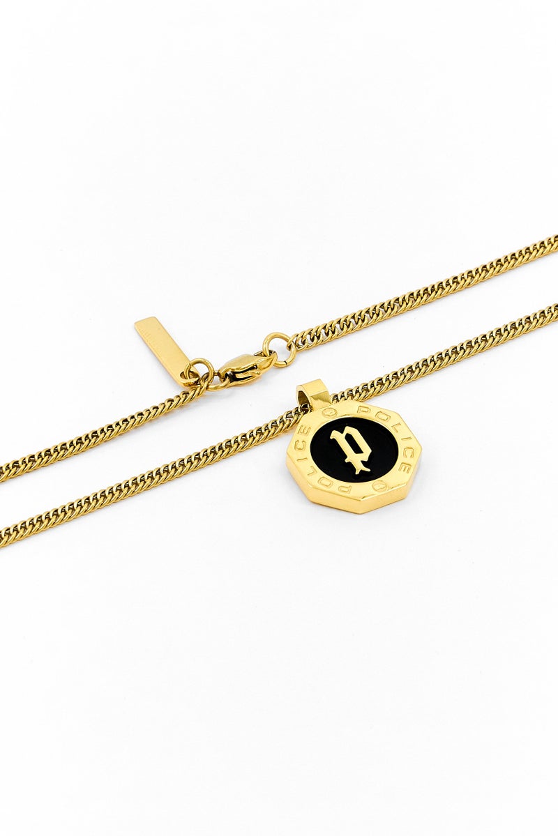 POLICE Men Hexagonal Gold with Resin Pendant Necklace, Gold - Image 2