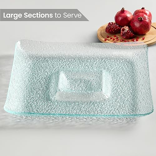 Red Butler Designer Glass Serving Platter Set of 1 Pieces | Beautiful Square Chip and Dip Glass Serving Platter for Dinnerware, Crockery and Dining - Image 2