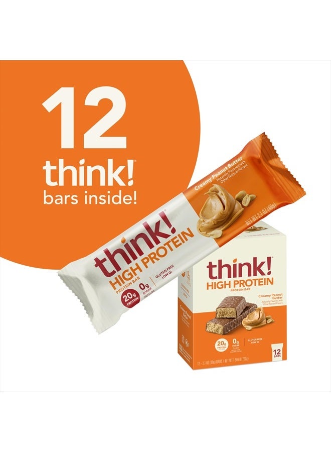 think! Protein Bars, High Protein Snacks, Gluten Free, Kosher Friendly, Creamy Peanut Butter, Nutrition Bars, 2.1 Oz per Bar, 12 Count (Packaging May Vary) - Image 3